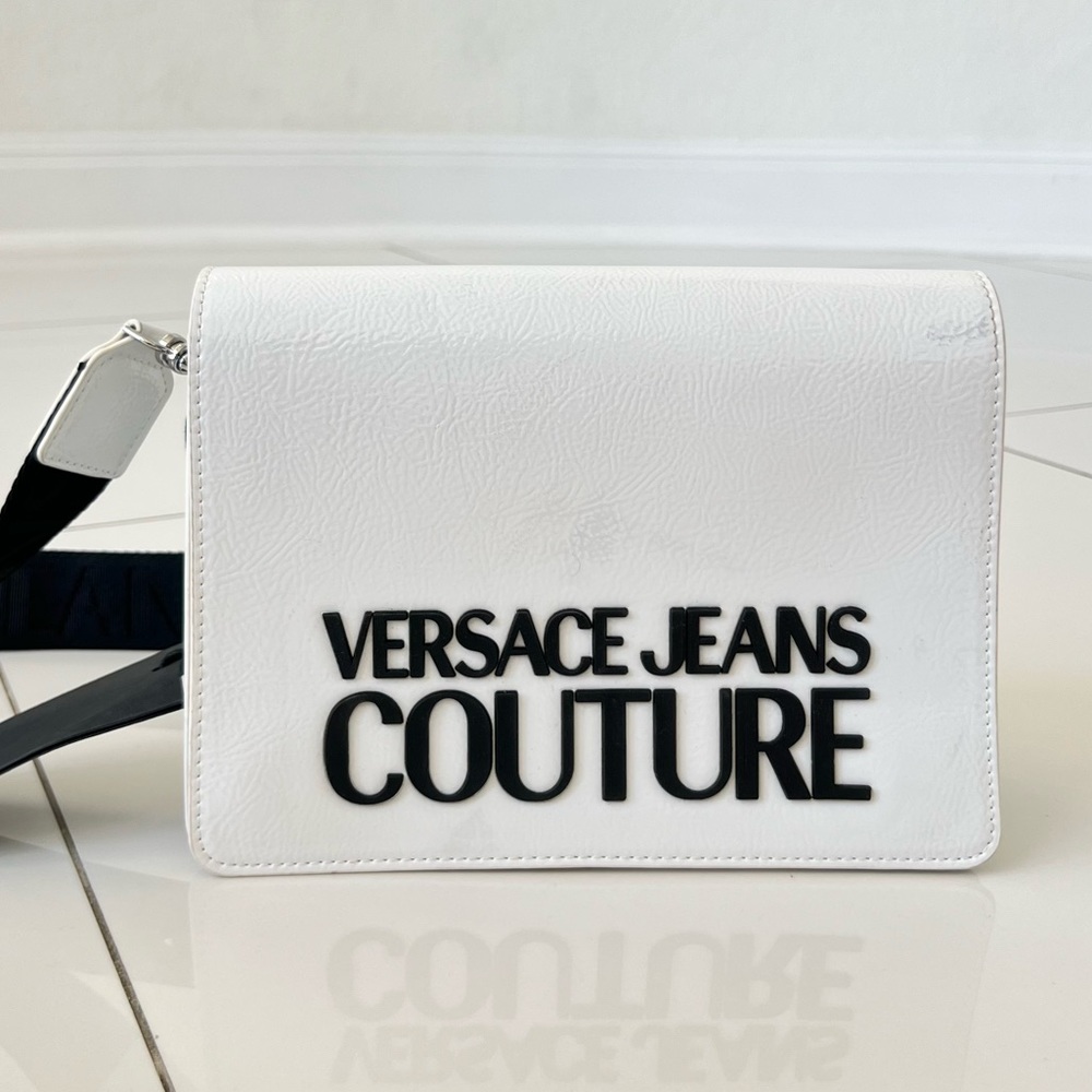 Versace Jeans Couture white patent bag